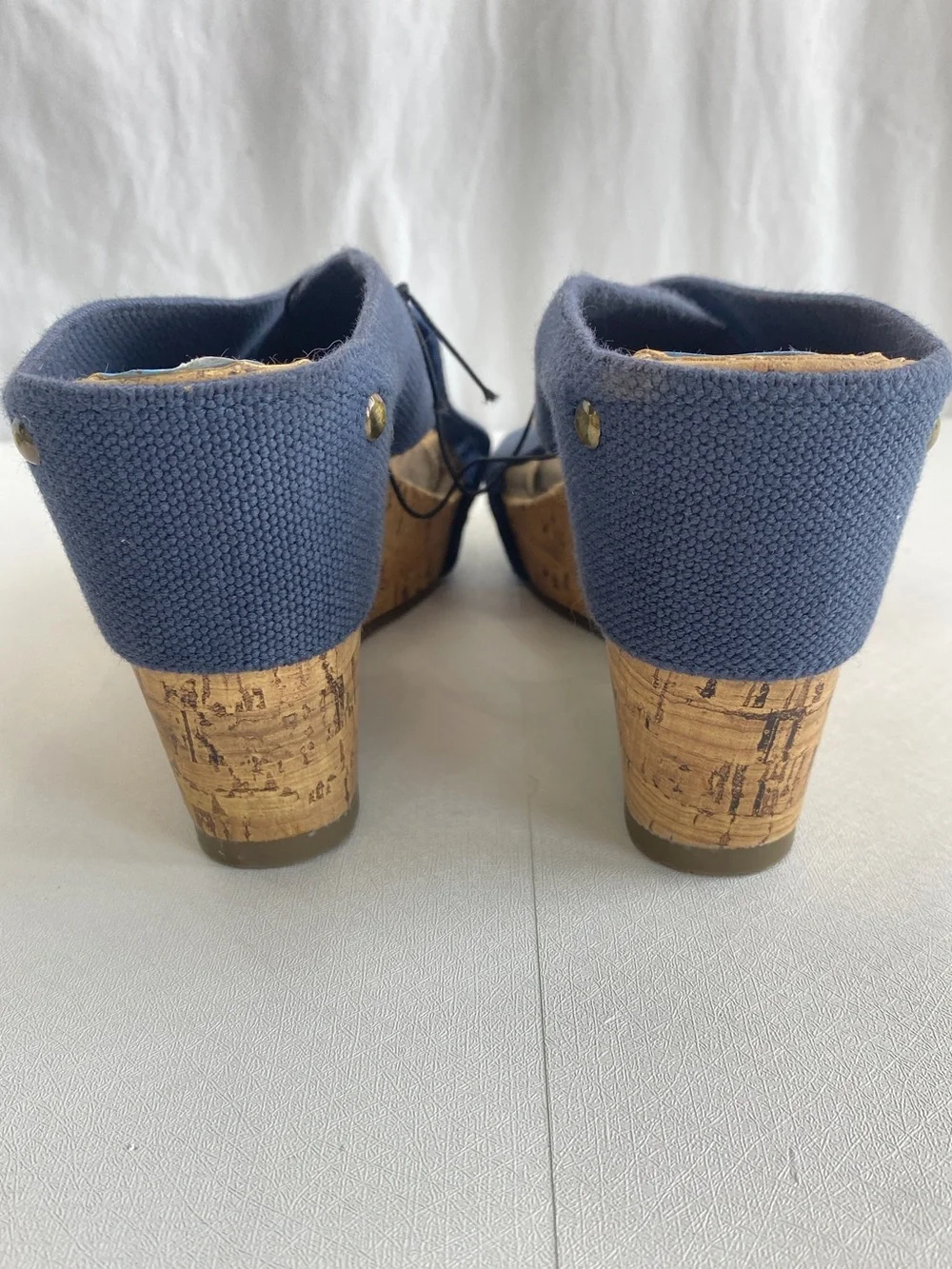 Esprit Oceane 2 Navy Stretchy Wide Strap Cork Wedge Heel Sandal Shoe 7.5 NWT